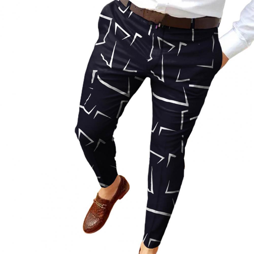 Bottoms  Stylish Thin Pockets Suit Pants Summer Business Trousers Abstract Print   for Party